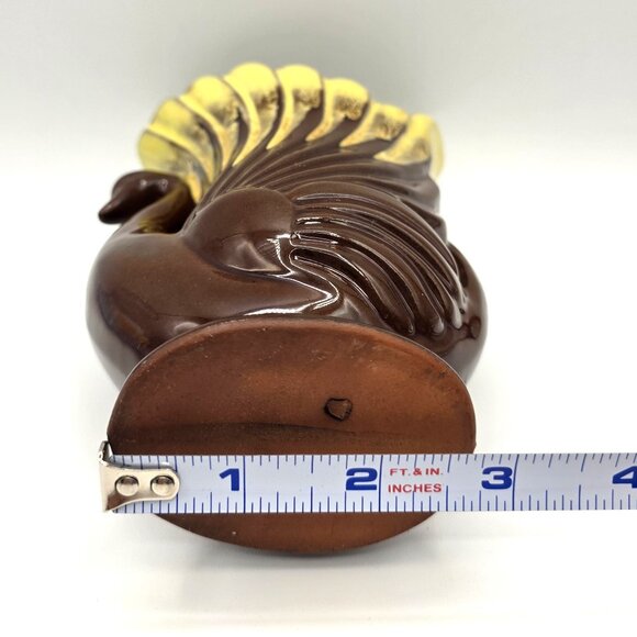 Vintage Swan Vase Mid Century Art Deco Brown Yellow Drip Japan Unique Rare 6" - Picture 8 of 10